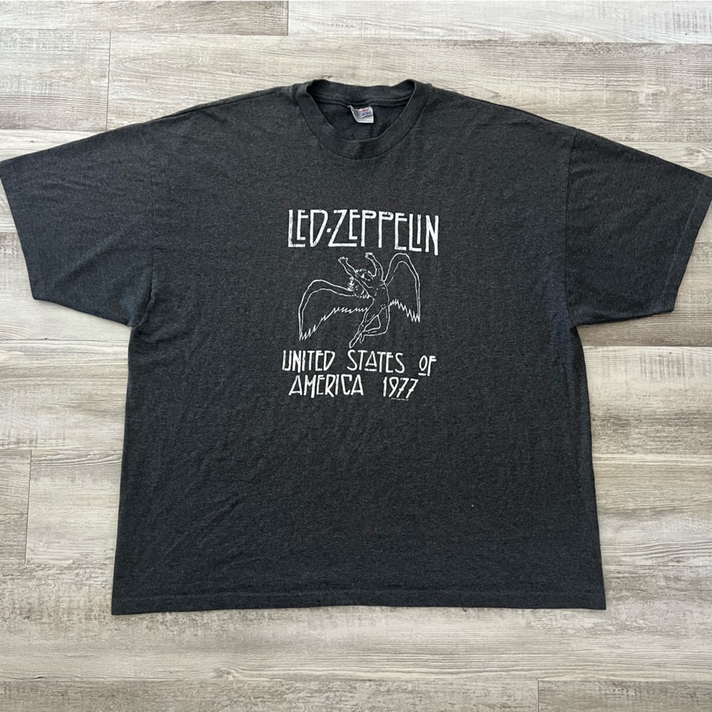 Led Zeppelin 1977 USA Tour Vintage Style Band Tee XXL Gray Graphic Shirt - Picture 2 of 10